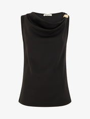 Top sans manches à col bénitier et bijou - Noir - 1