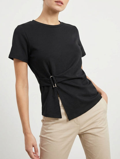 Top manches courtes à boucle - Noir