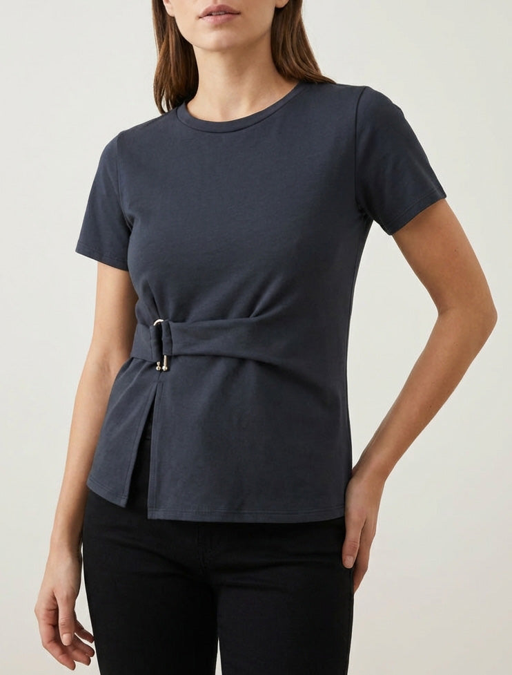 Top manches courtes à boucle - Bleu nuit
