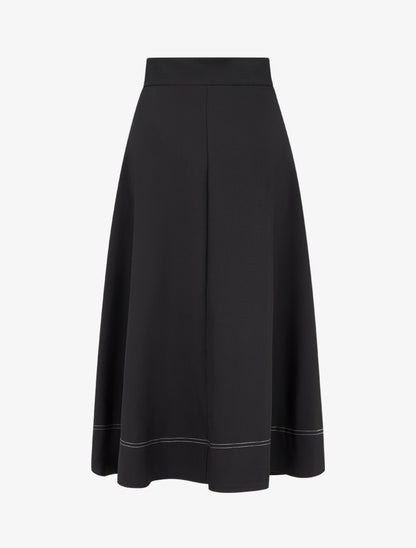 Jupe mi-longue à boutons décoratifs - Noir - 2