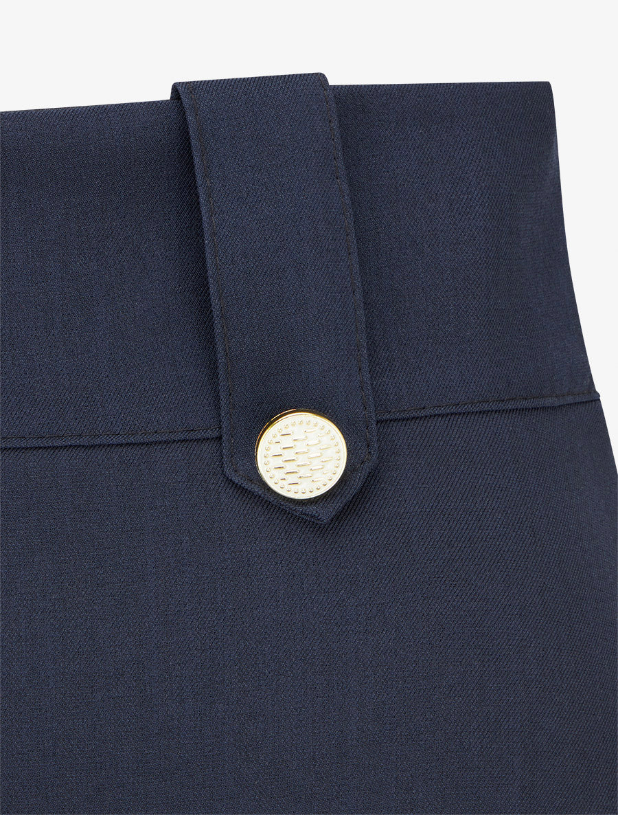 Jupe mi-longue à boutons décoratifs - Marine - 3