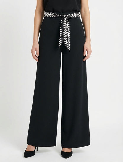 Pantalon ample uni et ceinturé - Noir