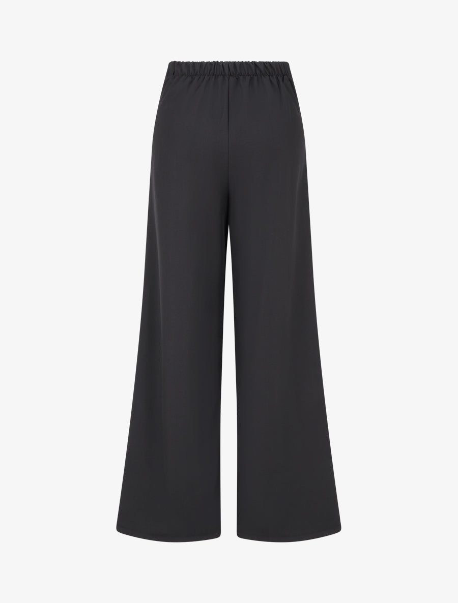 Pantalon ample à taille haute à boucle fantaisie - Noir - 2