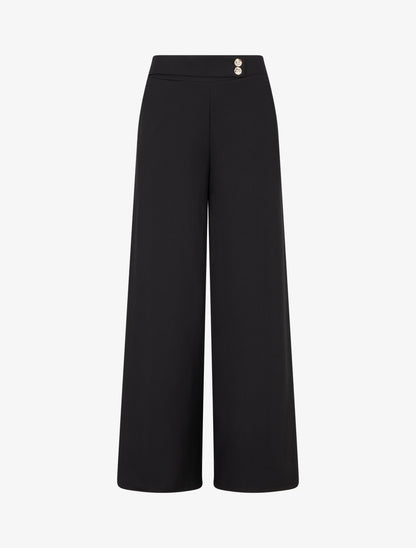 Pantalon ample à sangle et boutons - Noir - 1