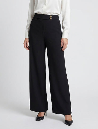 Pantalon ample à sangle et boutons - Noir