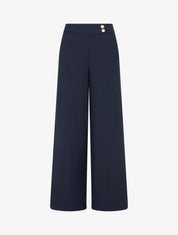 Pantalon ample à sangle et boutons - Marine - 1