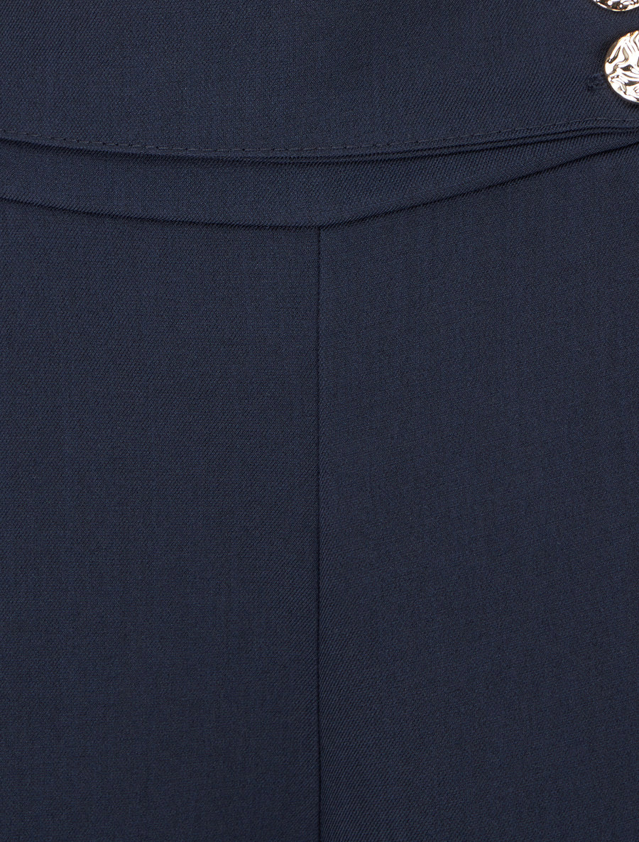Pantalon ample à sangle et boutons - Marine - 3