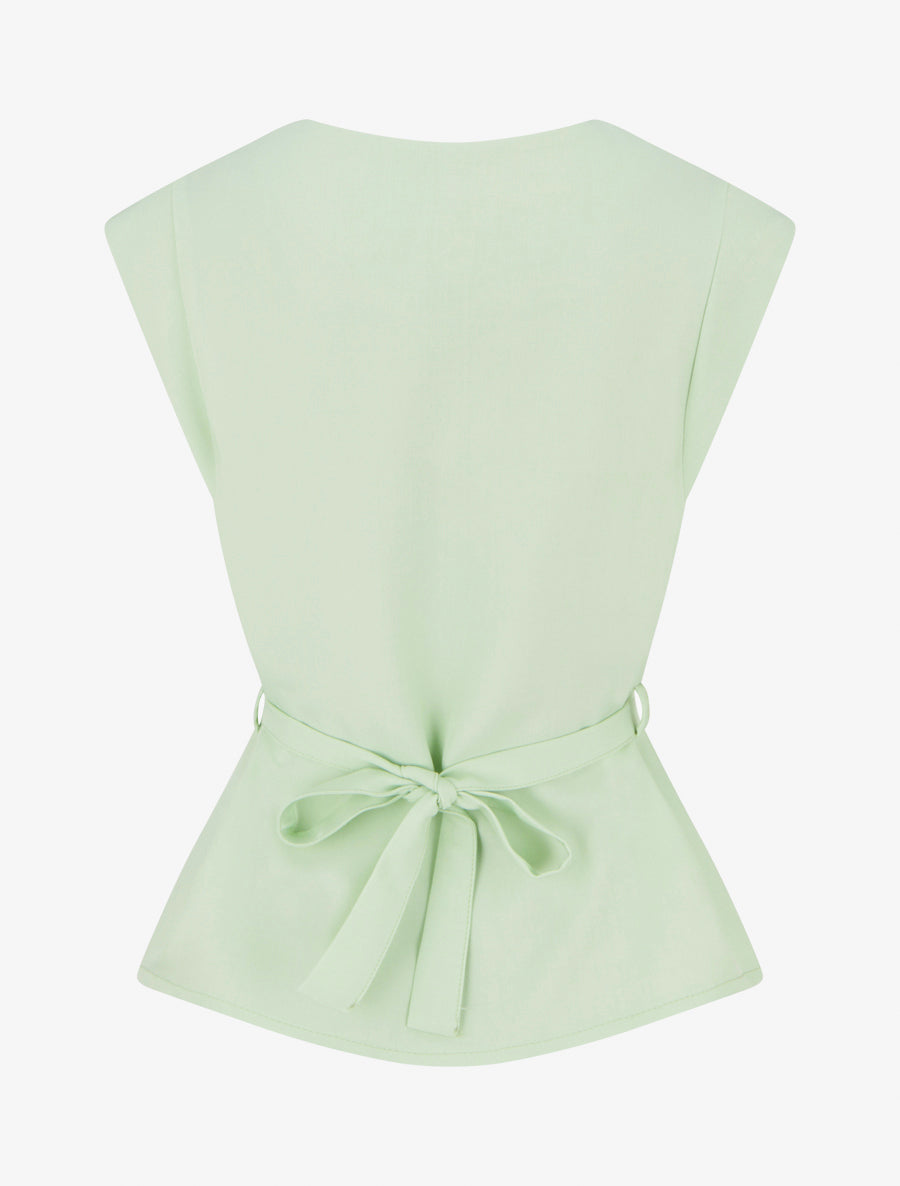 Top uni sans manches à empiècement bijou - Vert pomme - 2