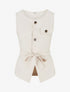 Top boutonné sans manches à poche décorative - Beige - 1