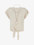 Top uni à nouer et manches courtes - Beige - 1