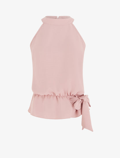 Top à col américain et noeud - Rose - 1