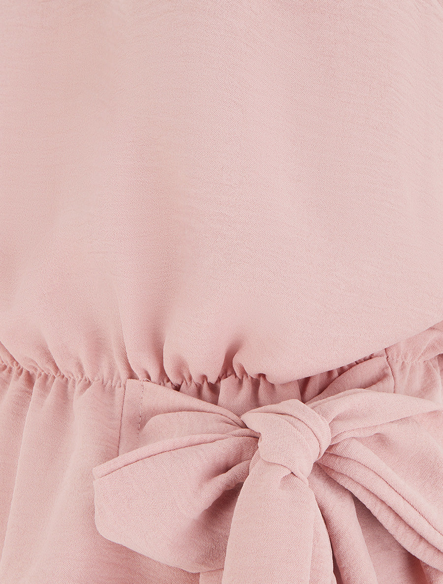 Top à col américain et noeud - Rose - 3