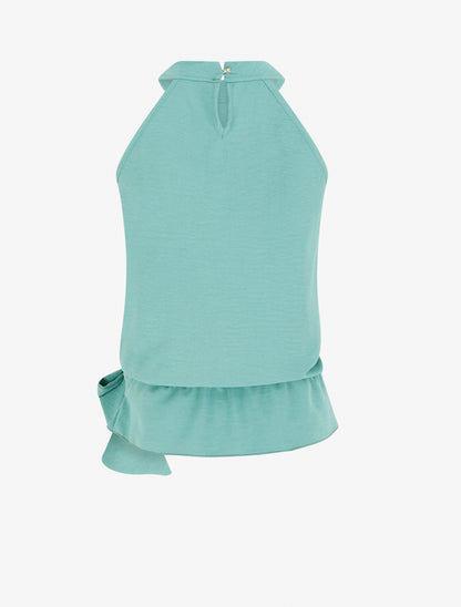 Top à col américain et noeud - Turquoise - 2