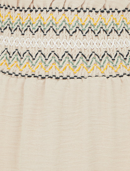 Jupe longue évasée à taille élastiquée - Beige - 3