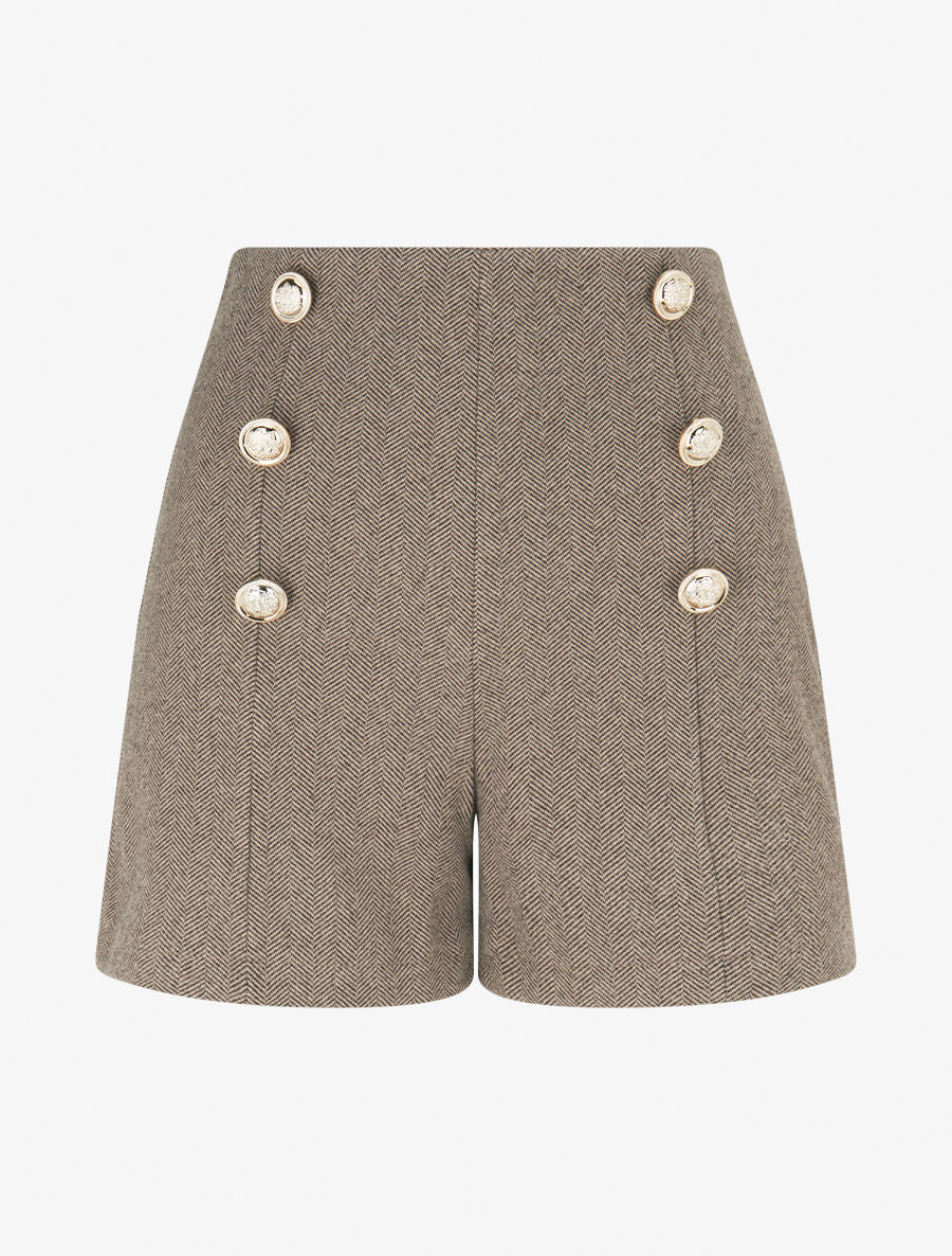 Short coupe ajustée en tweed - Taupe - 1