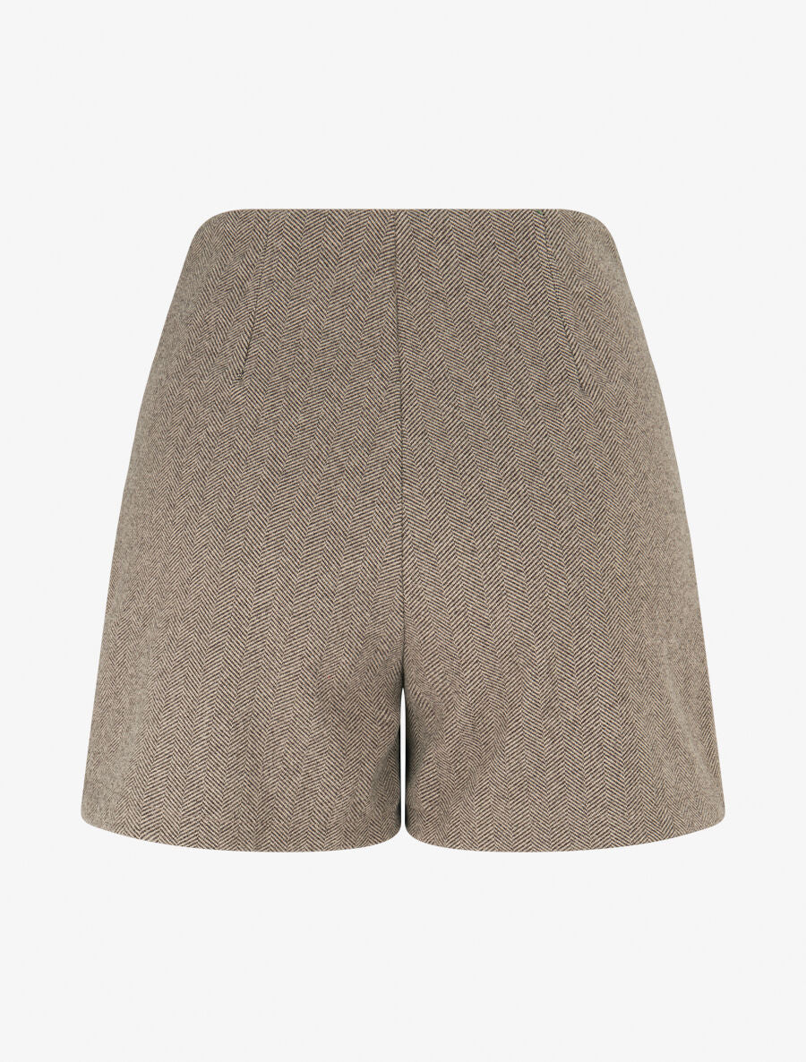 Short coupe ajustée en tweed - Taupe - 2