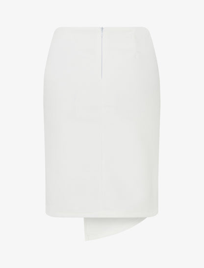 Jupe droite en suédine effet torsadé - Blanc - 2