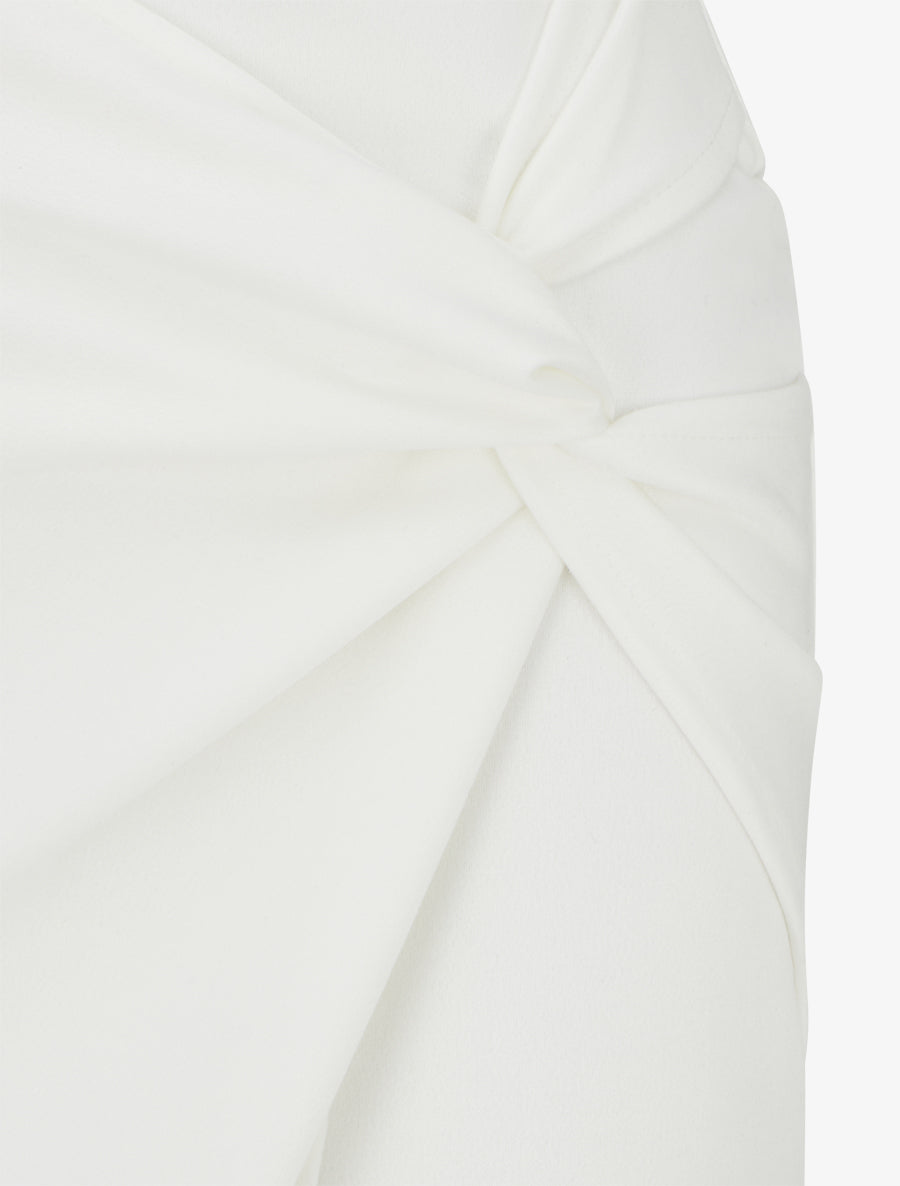 Jupe droite en suédine effet torsadé - Blanc - 3