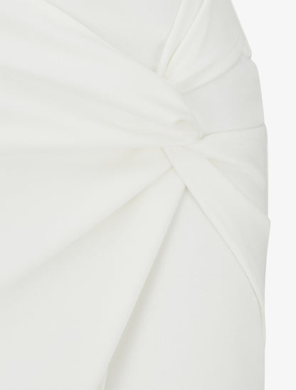 Jupe droite en suédine effet torsadé - Blanc - 3