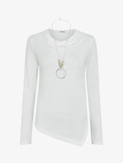 Pull asymétrique à col bénitier - Blanc - 1