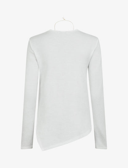 Pull asymétrique à col bénitier - Blanc - 2