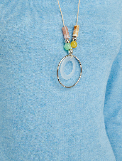 Pull asymétrique à col bénitier - Bleu ciel - 3