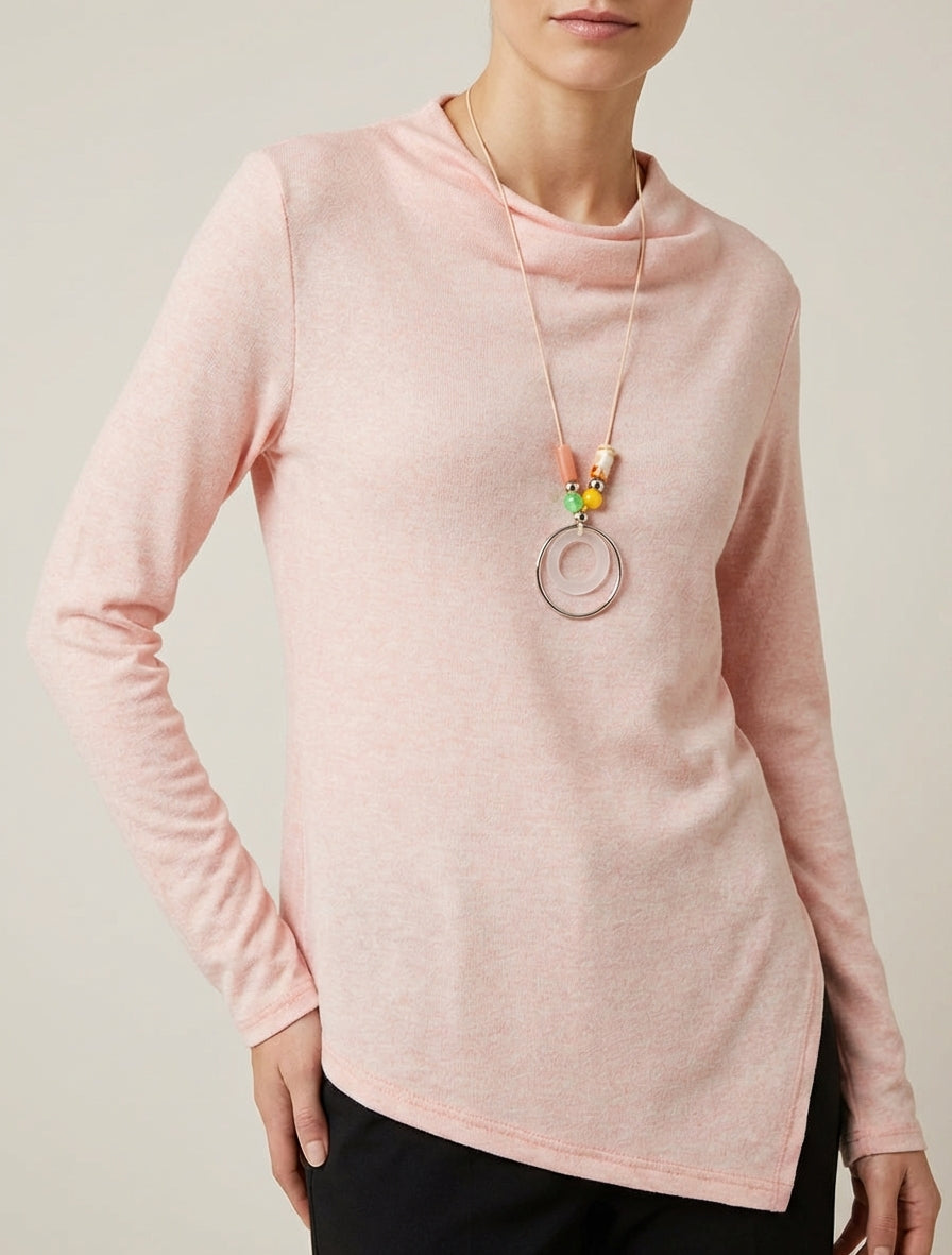 Pull asymétrique à col bénitier - Rose