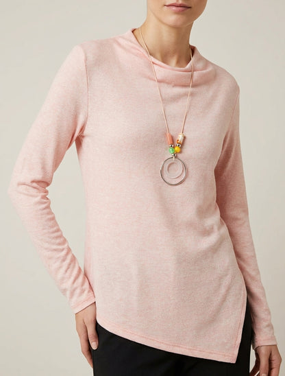 Pull asymétrique à col bénitier - Rose