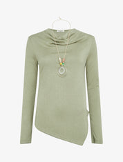 Pull asymétrique à col bénitier - Kaki - 1