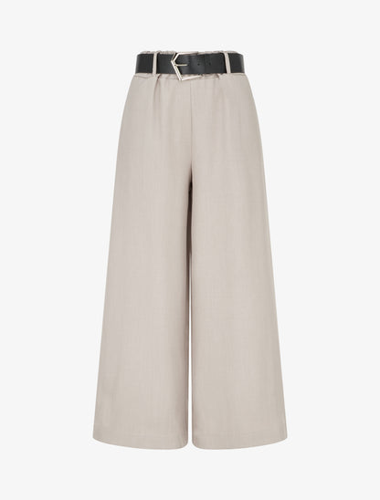 Pantalon ample uni à taille haute - Taupe clair - 1