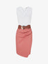 Robe bimatière à col V - Rose saumon - 1