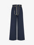 Pantalon ceinturé à détail irisé - Marine - 1