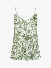 Caraco satiné imprimé feuillage - Kaki - 1