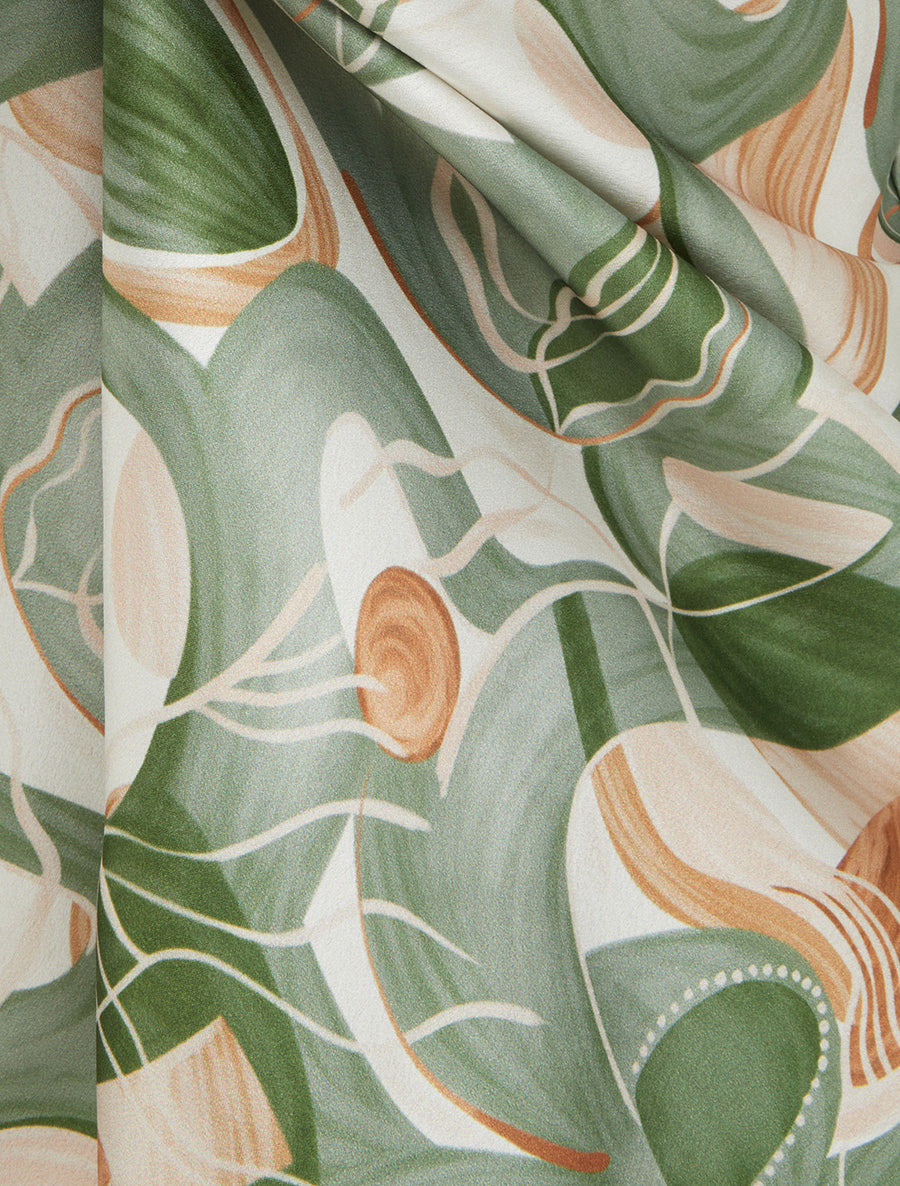 Caraco satiné imprimé abstrait - Kaki - 3