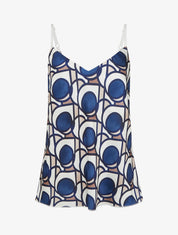 Caraco satiné imprimé graphique - Marine - 1