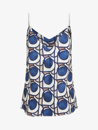 Caraco satiné imprimé graphique - Marine - 2