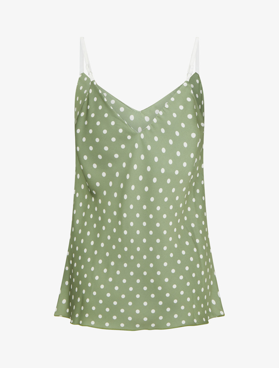Caraco satiné imprimé à pois - Kaki - 2