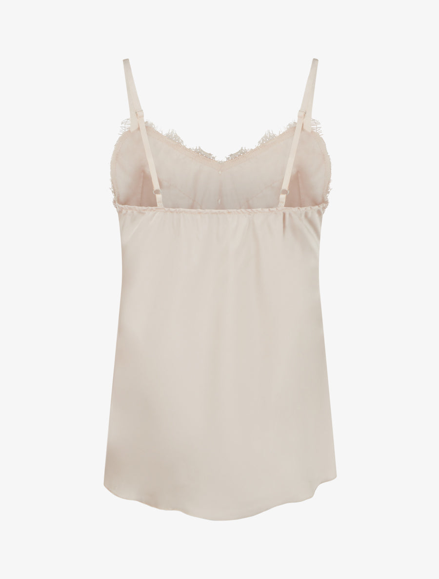 Caraco satiné à détail dentelle - Beige - 2
