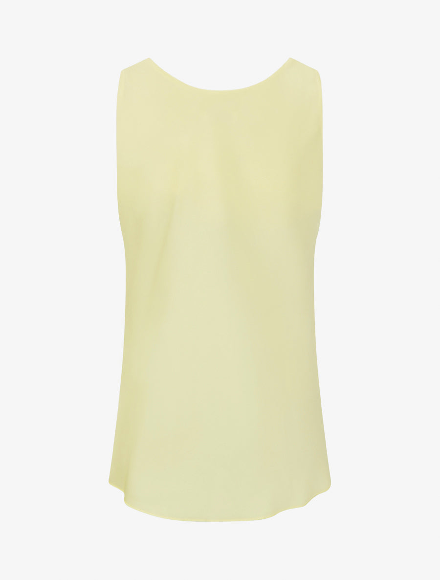 Top satiné sans manches col bénitier - Jaune citron - 2