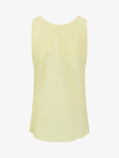 Top satiné sans manches col bénitier - Jaune citron - 2