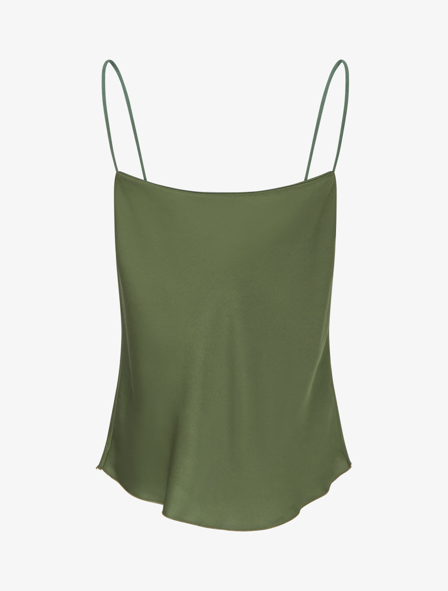 Caraco satiné à col bénitier - Kaki