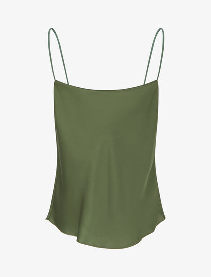 Caraco satiné à col bénitier - Kaki