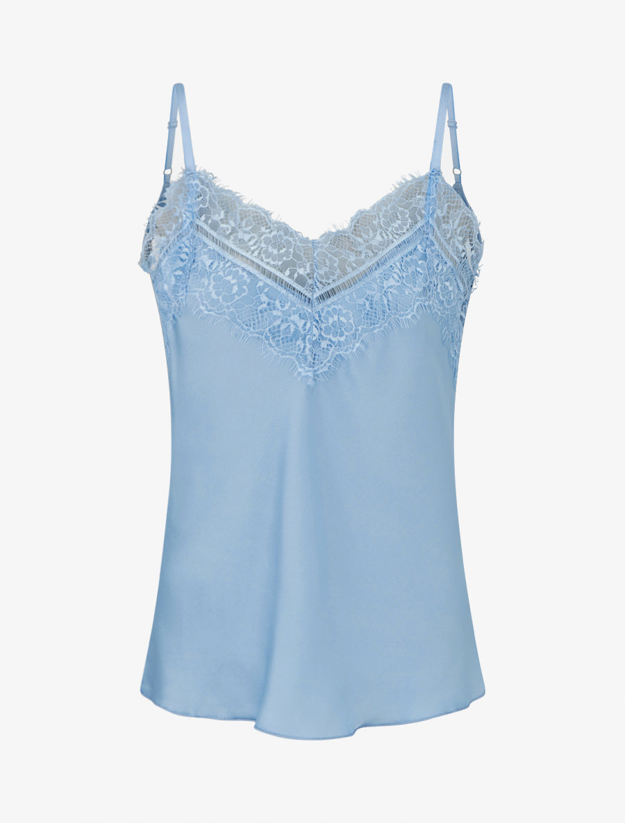 Caraco à col V en dentelle - Bleu ciel - 1