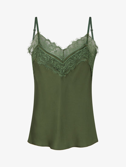 Caraco à col V en dentelle - Kaki - 1