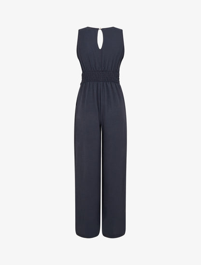 Combinaison sans manches à ceinture torsadée - Marine - 2