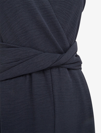 Combinaison sans manches à ceinture torsadée - Marine - 3