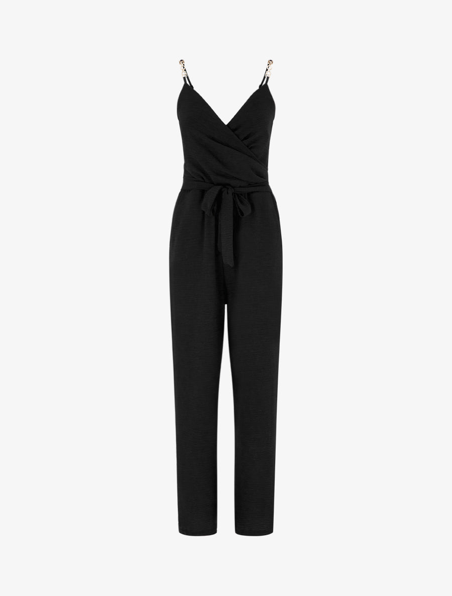 Combinaison à fines bretelles bijoux - Noir - 1