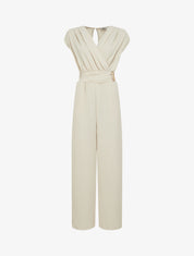 Combinaison ample à col cache-coeur effet drapé - Beige - 1