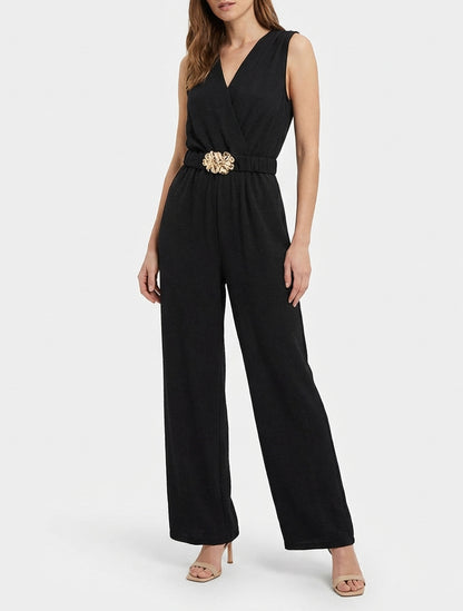 Combinaison sans manches à ceinture - Noir