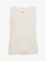 Top élastiqué à empiècement bijou - Beige - 1